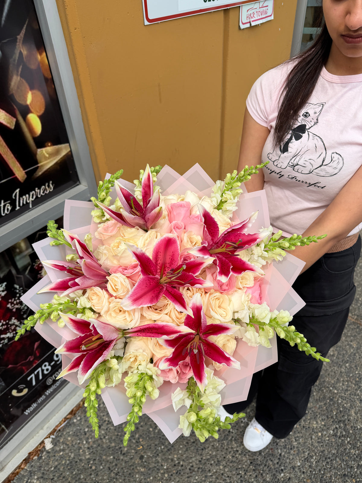 50 Roses + Lilies Bouquet