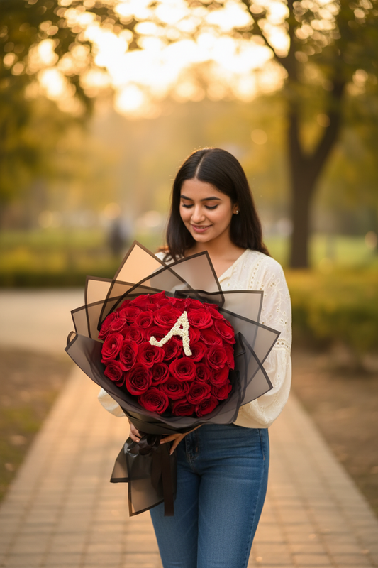 50 Red Roses + letter